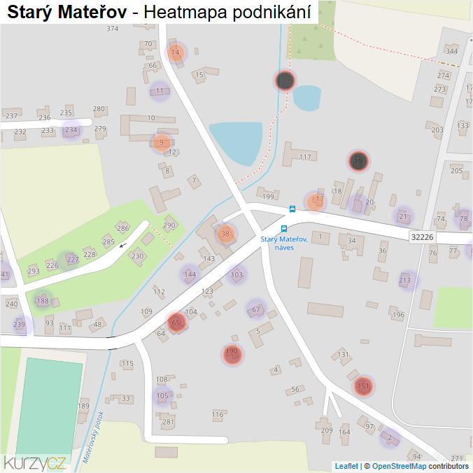 Mapa Starý Mateřov - Firmy v části obce.