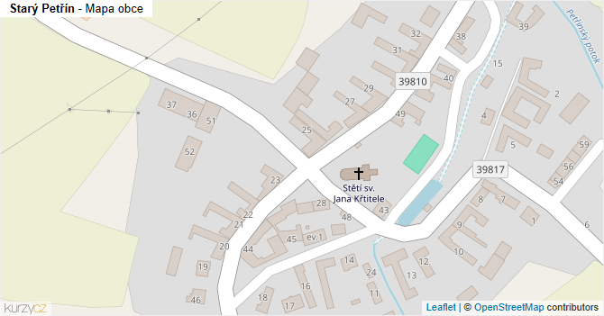 Starý Petřín - mapa obce