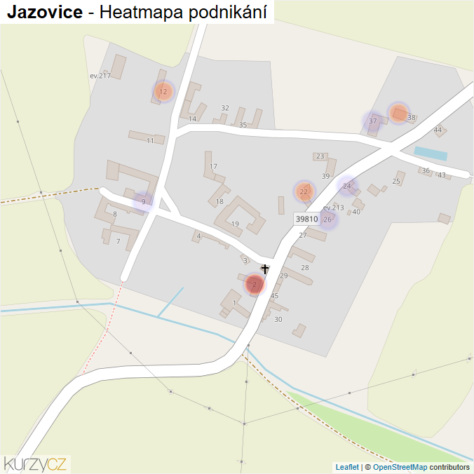Mapa Jazovice - Firmy v části obce.