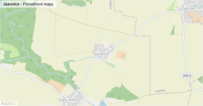 Jazovice - záplavové mapy stoleté vody
