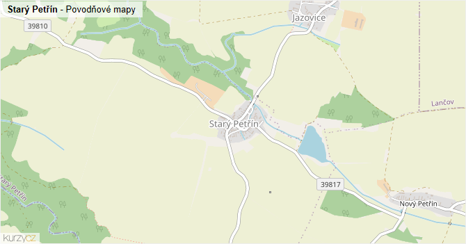 Starý Petřín - záplavové mapy stoleté vody