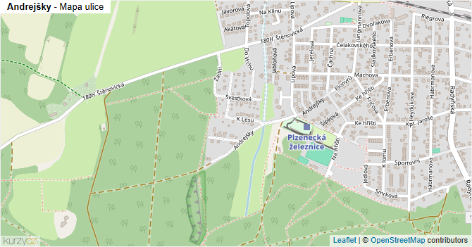 Andrejšky - mapa ulice