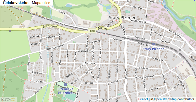 Čelakovského - mapa ulice