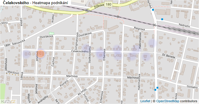 Čelakovského - mapa podnikání