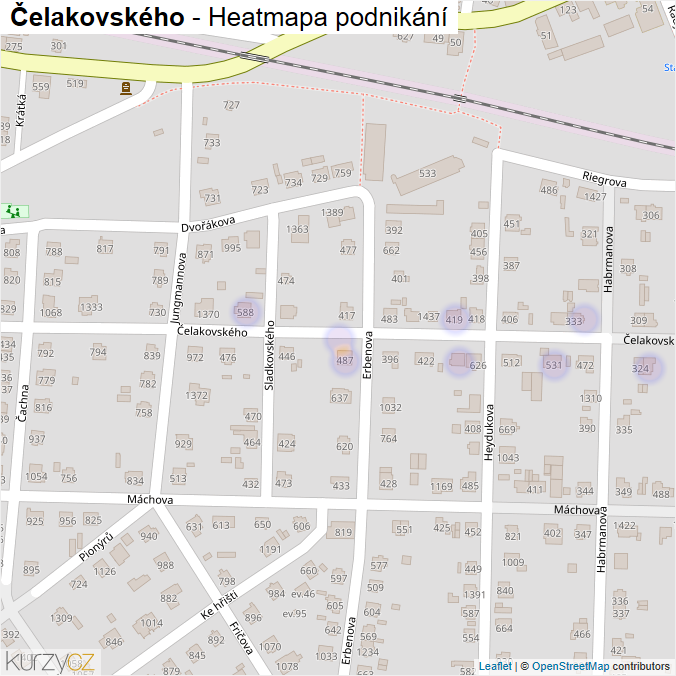 Mapa Čelakovského - Firmy v ulici.