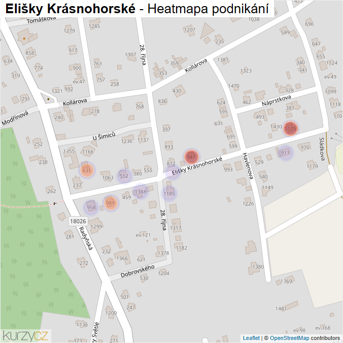 Mapa Elišky Krásnohorské - Firmy v ulici.