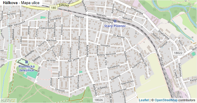 Hálkova - mapa ulice