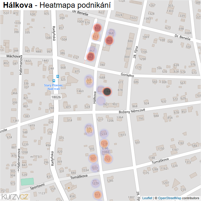 Mapa Hálkova - Firmy v ulici.