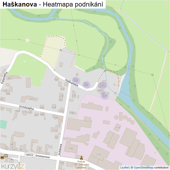 Mapa Haškanova - Firmy v ulici.