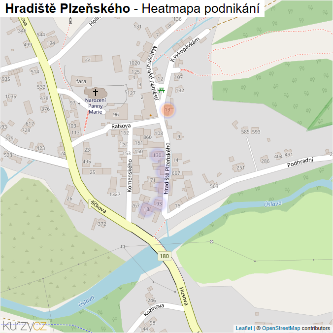 Mapa Hradiště Plzeňského - Firmy v ulici.