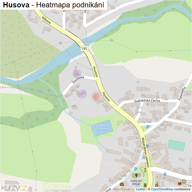 Mapa Husova - Firmy v ulici.