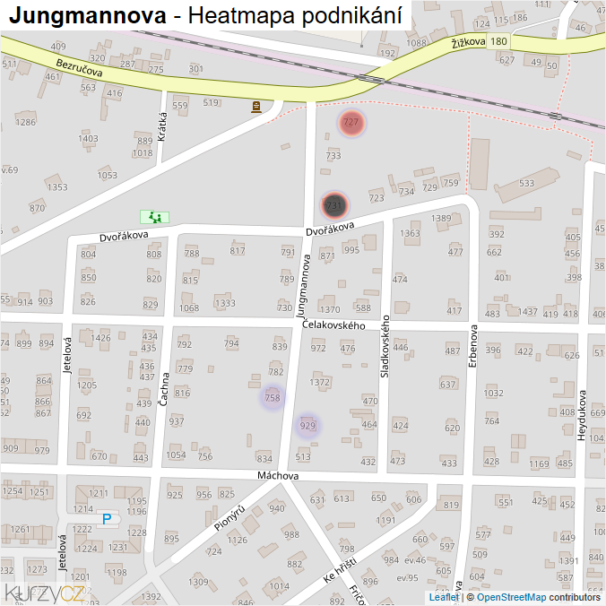 Mapa Jungmannova - Firmy v ulici.