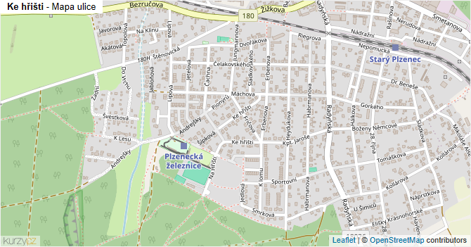 Ke hřišti - mapa ulice