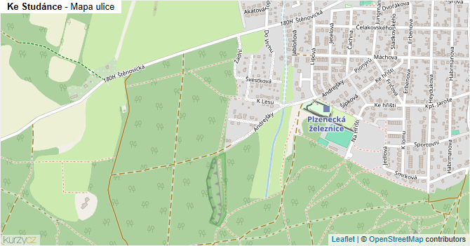 Ke Studánce - mapa ulice
