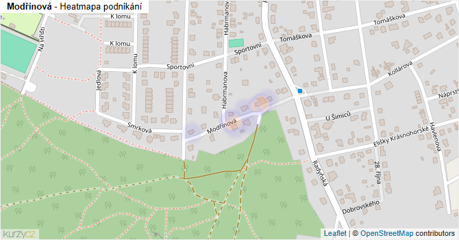 Modřínová - mapa podnikání