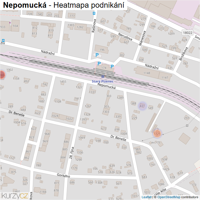 Mapa Nepomucká - Firmy v ulici.