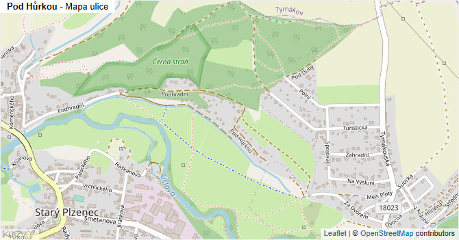 Pod Hůrkou - mapa ulice