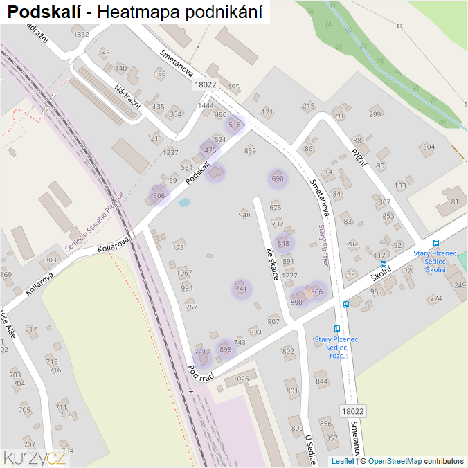 Mapa Podskalí - Firmy v ulici.