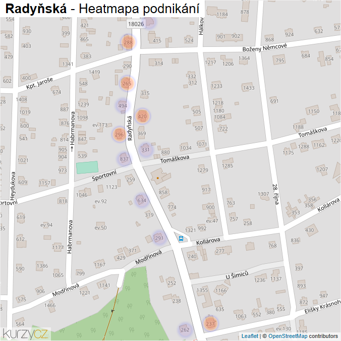 Mapa Radyňská - Firmy v ulici.