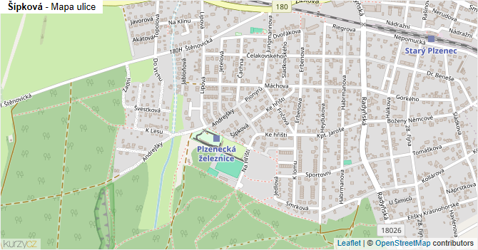 Šípková - mapa ulice