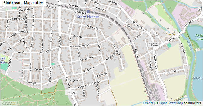 Sládkova - mapa ulice