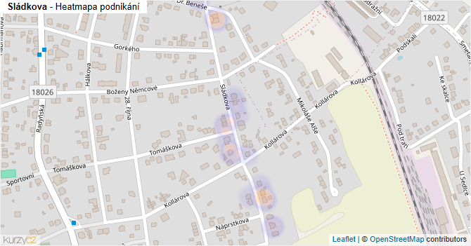 Sládkova - mapa podnikání