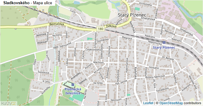 Sladkovského - mapa ulice