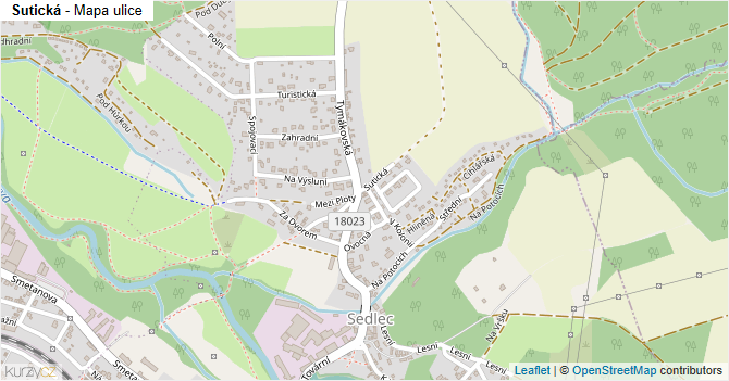 Sutická - mapa ulice