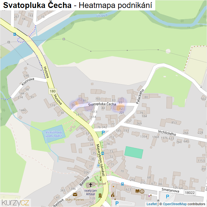 Mapa Svatopluka Čecha - Firmy v ulici.