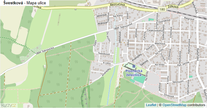 Švestková - mapa ulice