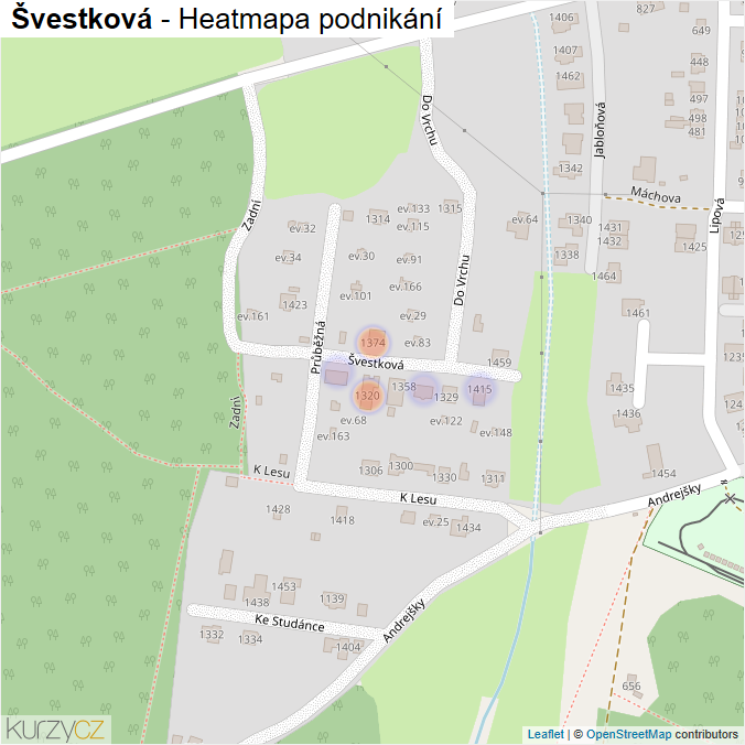 Mapa Švestková - Firmy v ulici.