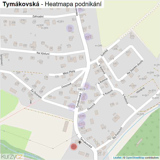 Mapa Tymákovská - Firmy v ulici.