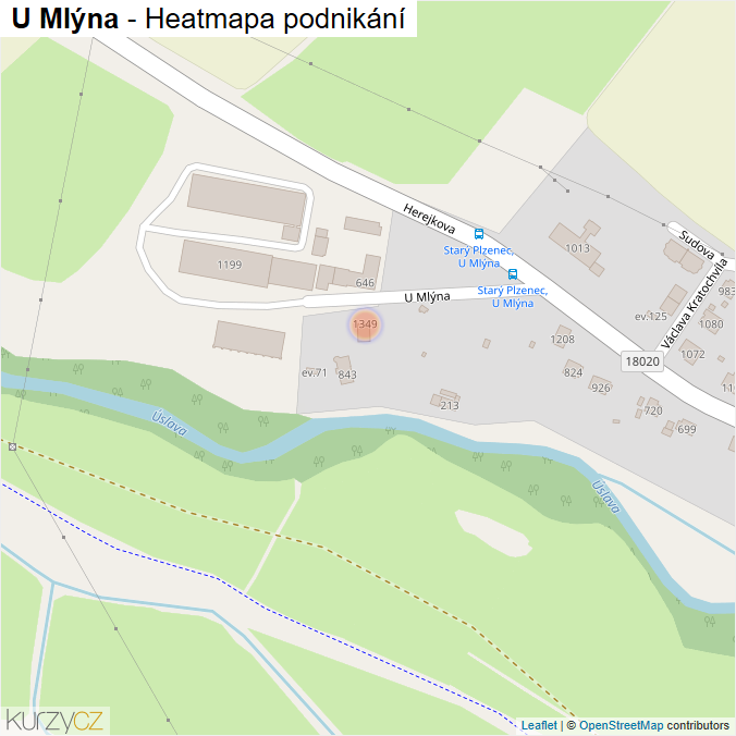 Mapa U Mlýna - Firmy v ulici.