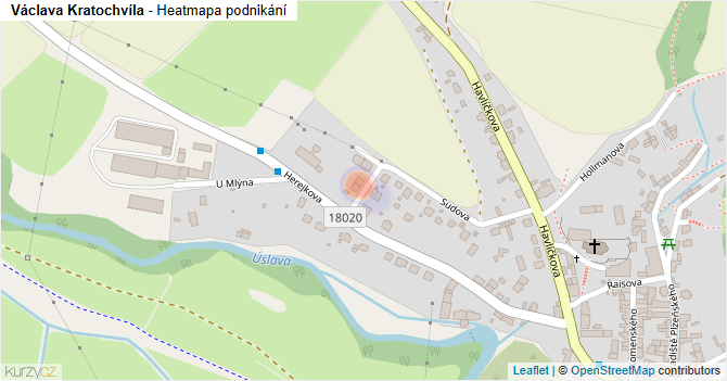 Václava Kratochvíla - mapa podnikání
