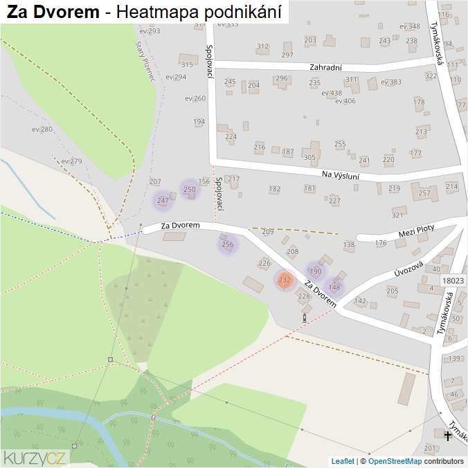 Mapa Za Dvorem - Firmy v ulici.