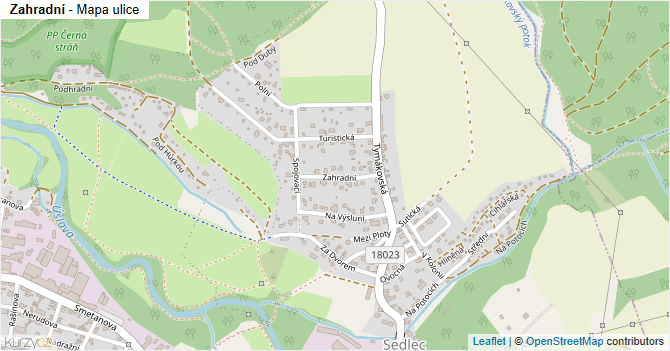 Zahradní - mapa ulice