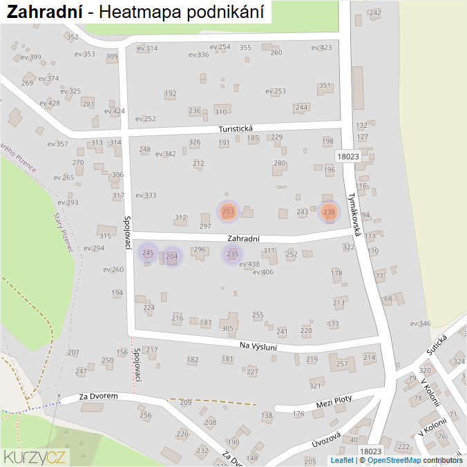 Mapa Zahradní - Firmy v ulici.