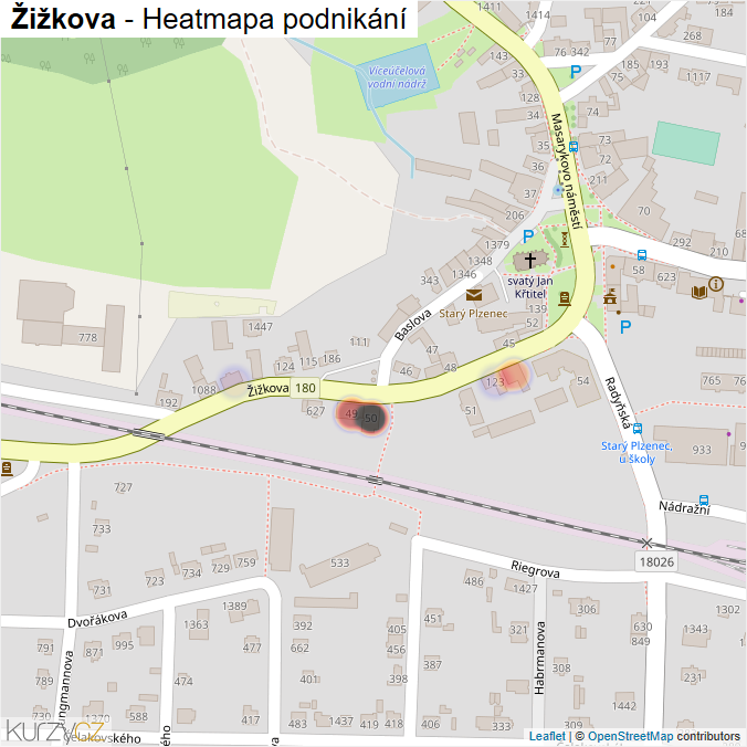 Mapa Žižkova - Firmy v ulici.