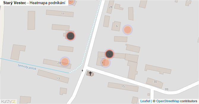 Starý Vestec - mapa podnikání