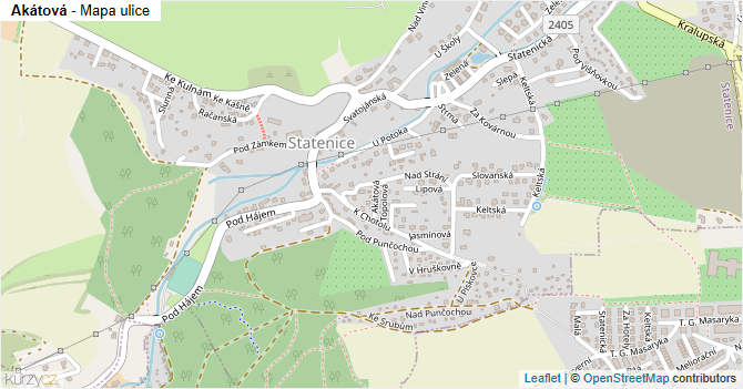 Akátová - mapa ulice