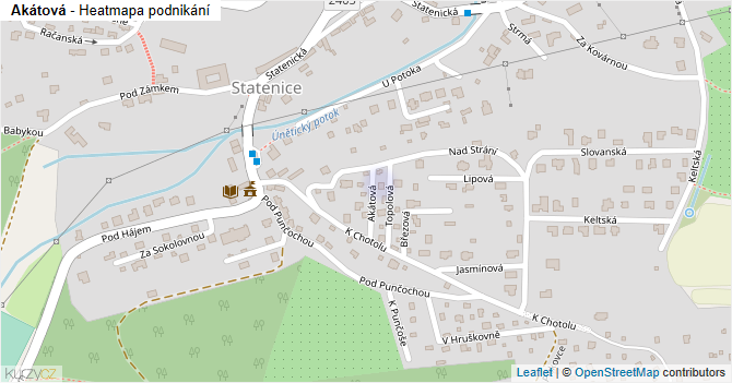 Akátová - mapa podnikání