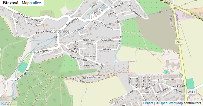 Březová - mapa ulice