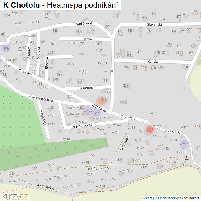 Mapa K Chotolu - Firmy v ulici.