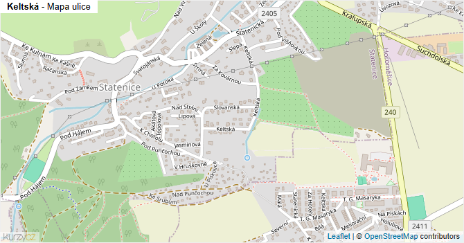 Keltská - mapa ulice