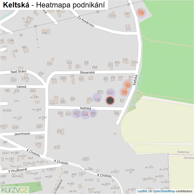 Mapa Keltská - Firmy v ulici.