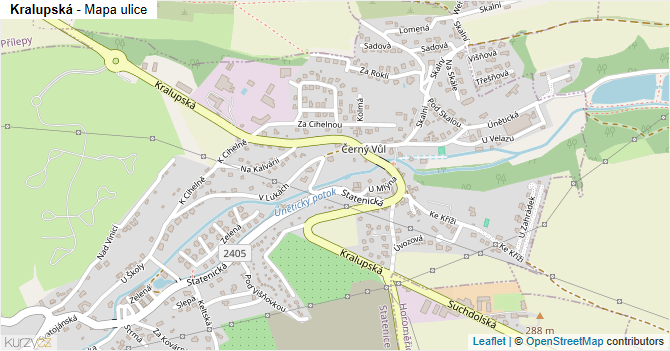 Kralupská - mapa ulice