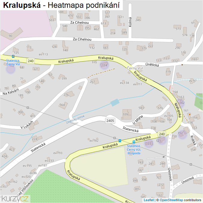 Mapa Kralupská - Firmy v ulici.