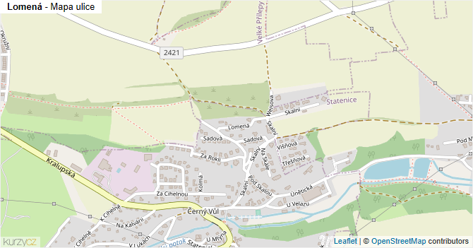 Lomená - mapa ulice