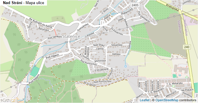 Nad Strání - mapa ulice
