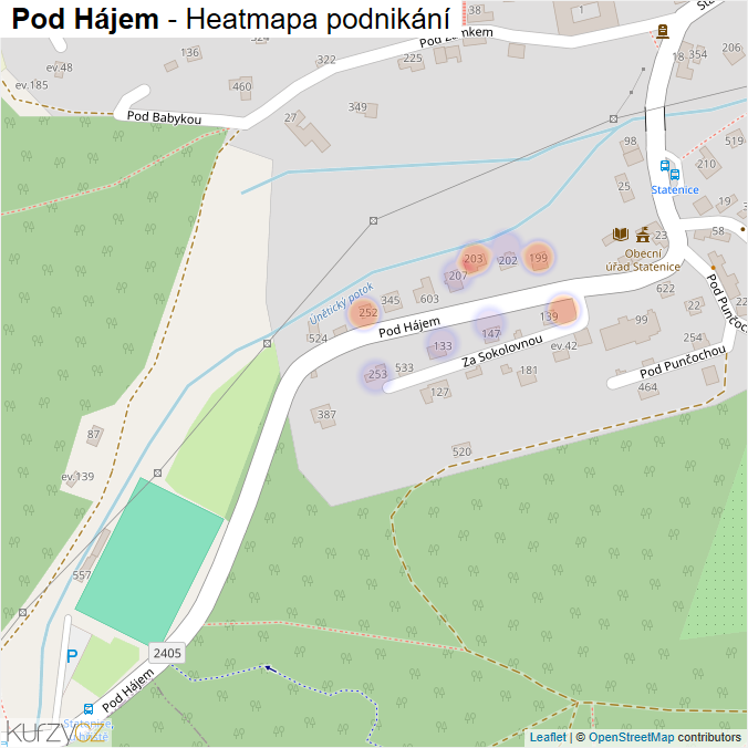 Mapa Pod Hájem - Firmy v ulici.